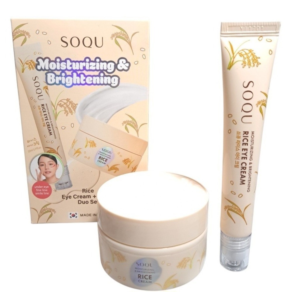 SOQU Duo Set Rice Cleansing Moisturizing‎ & Brightening Rice Eye Cream + Cream
